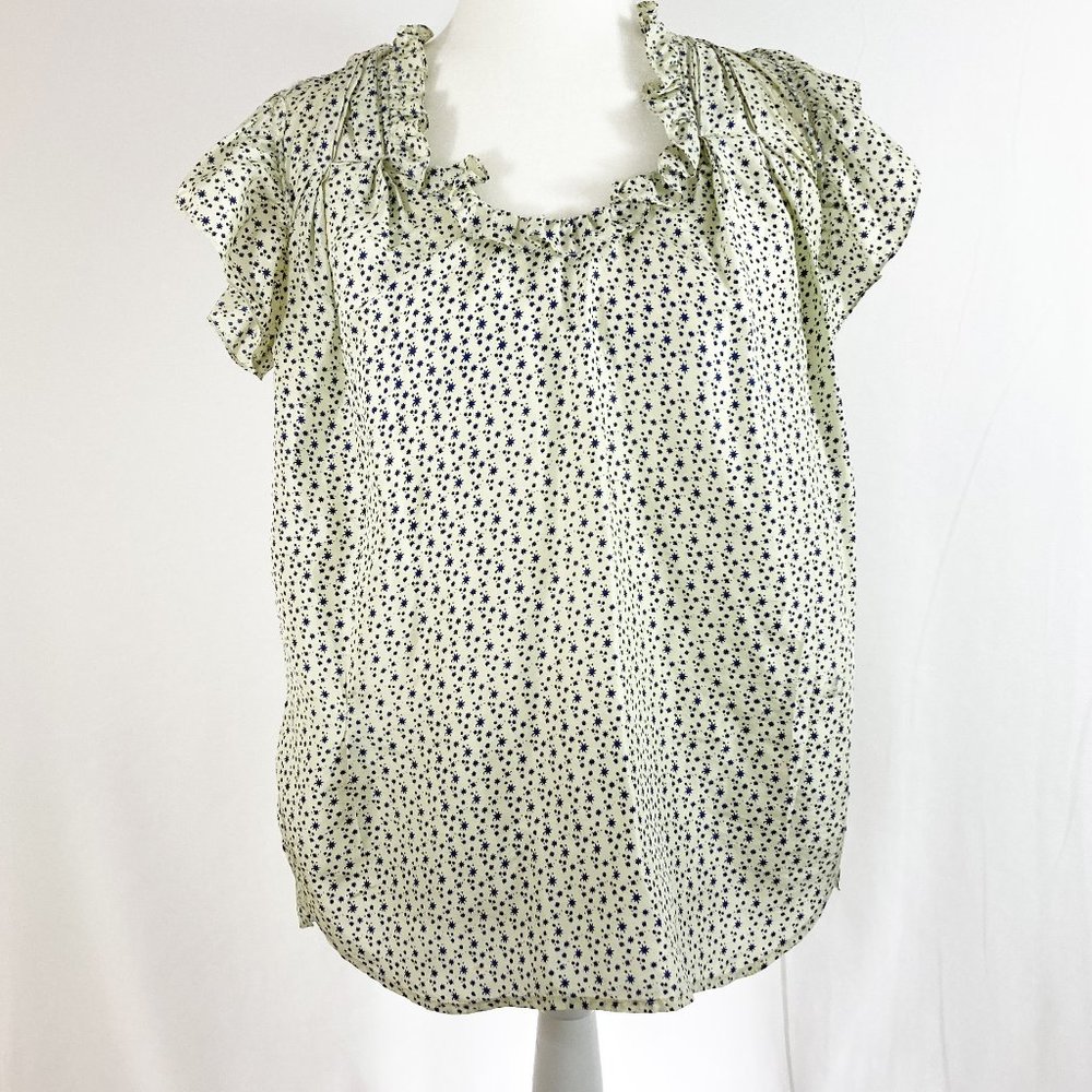 Isabel Marant Etoile 100% Silk Star Print Short Sleeve Blouse Size 0 (2/XS)
